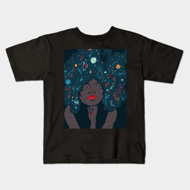 Black Nebula Kids T-Shirt by Thomcat23